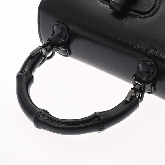 Gucci Bamboo Top Handle Black Calfskin Bag - Picture 3 of 9